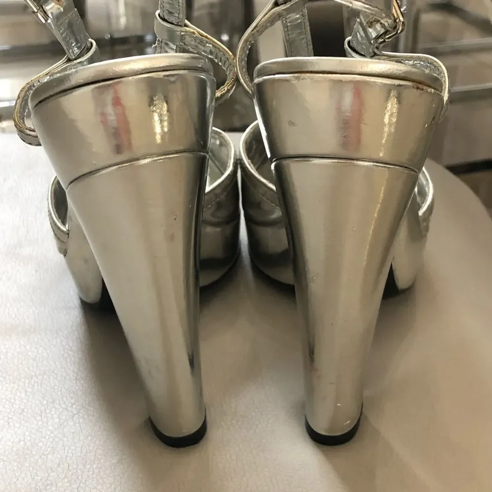Burberry metallic  platform heels sandals 10.5 - Picture 7 of 8